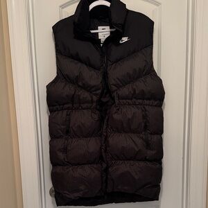Nike Black Quilted Down Puffer Vest with White Swoosh